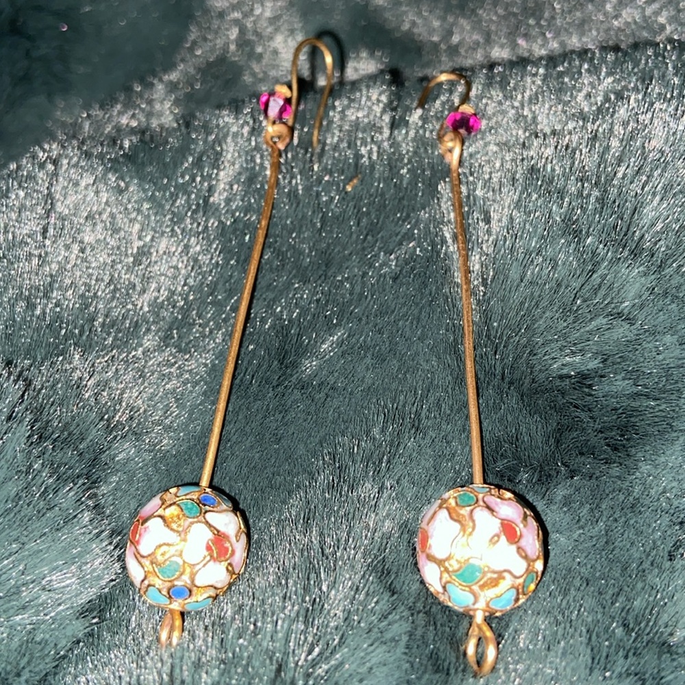 Dangle bead hook earrings beaded